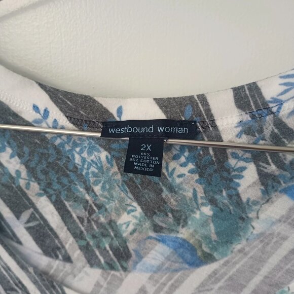 Westbound Woman 2x Plus A-Line Blouse Floral with Embellishments 22/24W - Picture 2 of 8